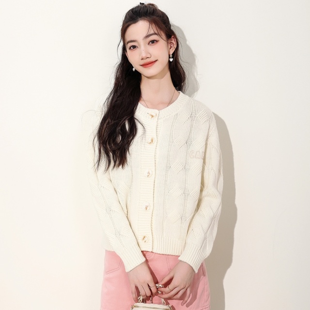 13841403.it ccaabb针织开衫女圆领长袖针织外套女秋季纯羊毛衫