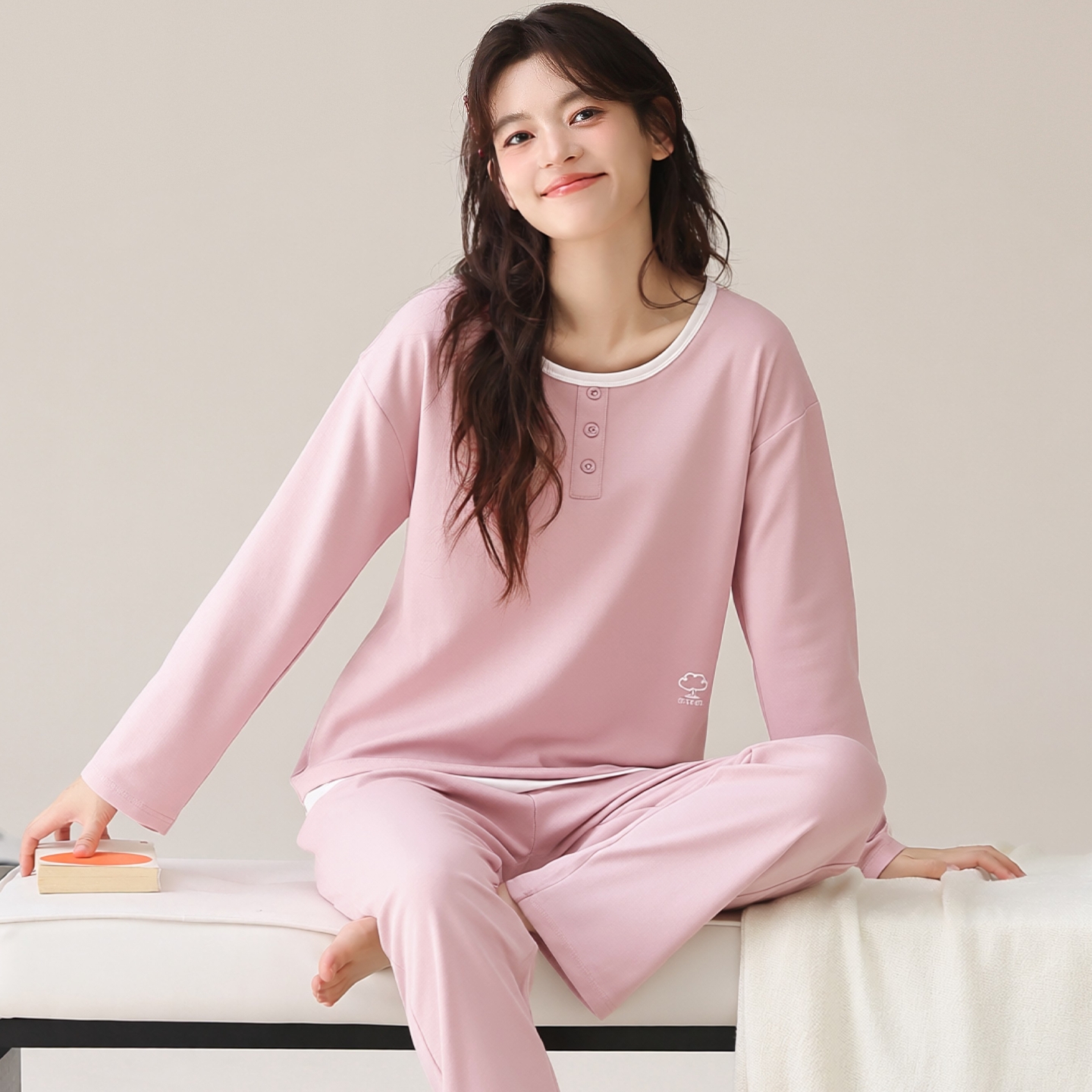 13840500.猫人睡衣女款新款秋春高级感纯棉女士套装长袖家居服秋季