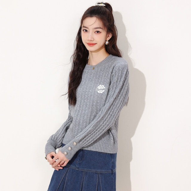 13841427.it CHOCOOLATE毛衣女秋季圆领长袖针织衫女