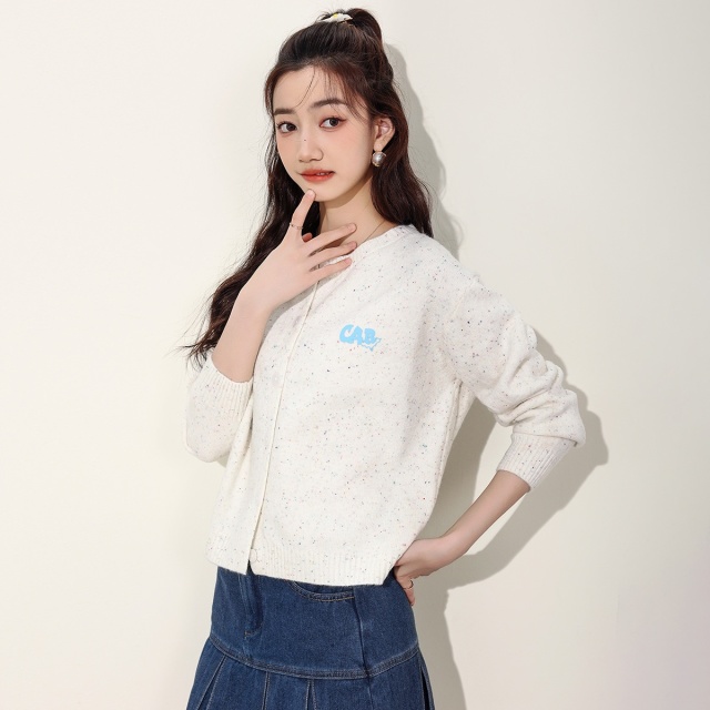13841502.it ccaabb针织开衫女简约百搭秋季圆领长袖毛衣开衫外套女