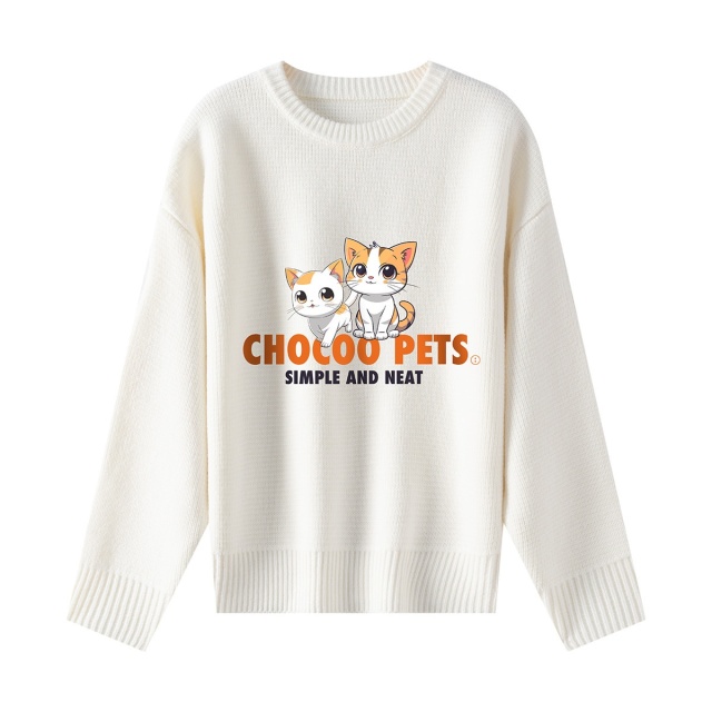 13841945.it CHOCOOLATE毛衣女秋款猫咪印花针圆领长袖织衫女