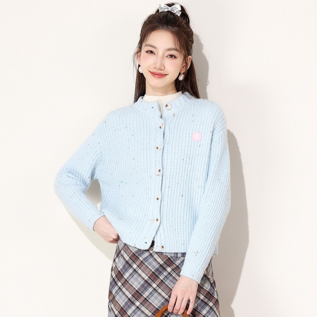 13841930.it CHOCOOLATE毛衣外套女秋季圆领长袖宽松百搭针织开衫女