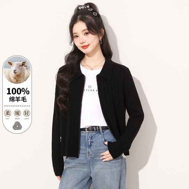 13841895.it CHOCOOLATE开衫女翻领针织衫外套100%纯羊毛