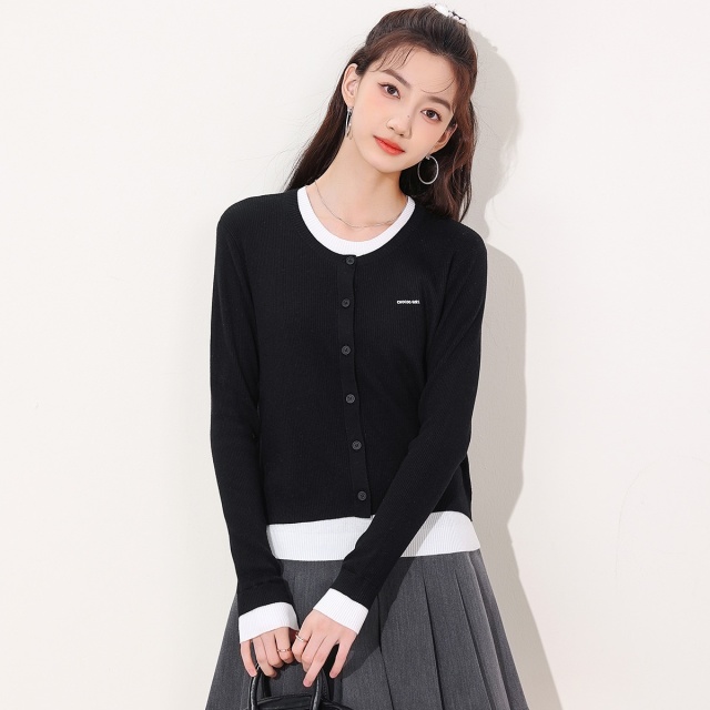 13841801.it CHOCOOLATE含羊毛针织开衫秋款假两件外套女