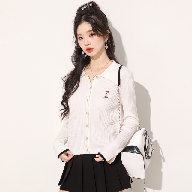 13842031.it CHOCOOLATE含羊毛针织开衫女秋季翻领小个子针织衫上衣