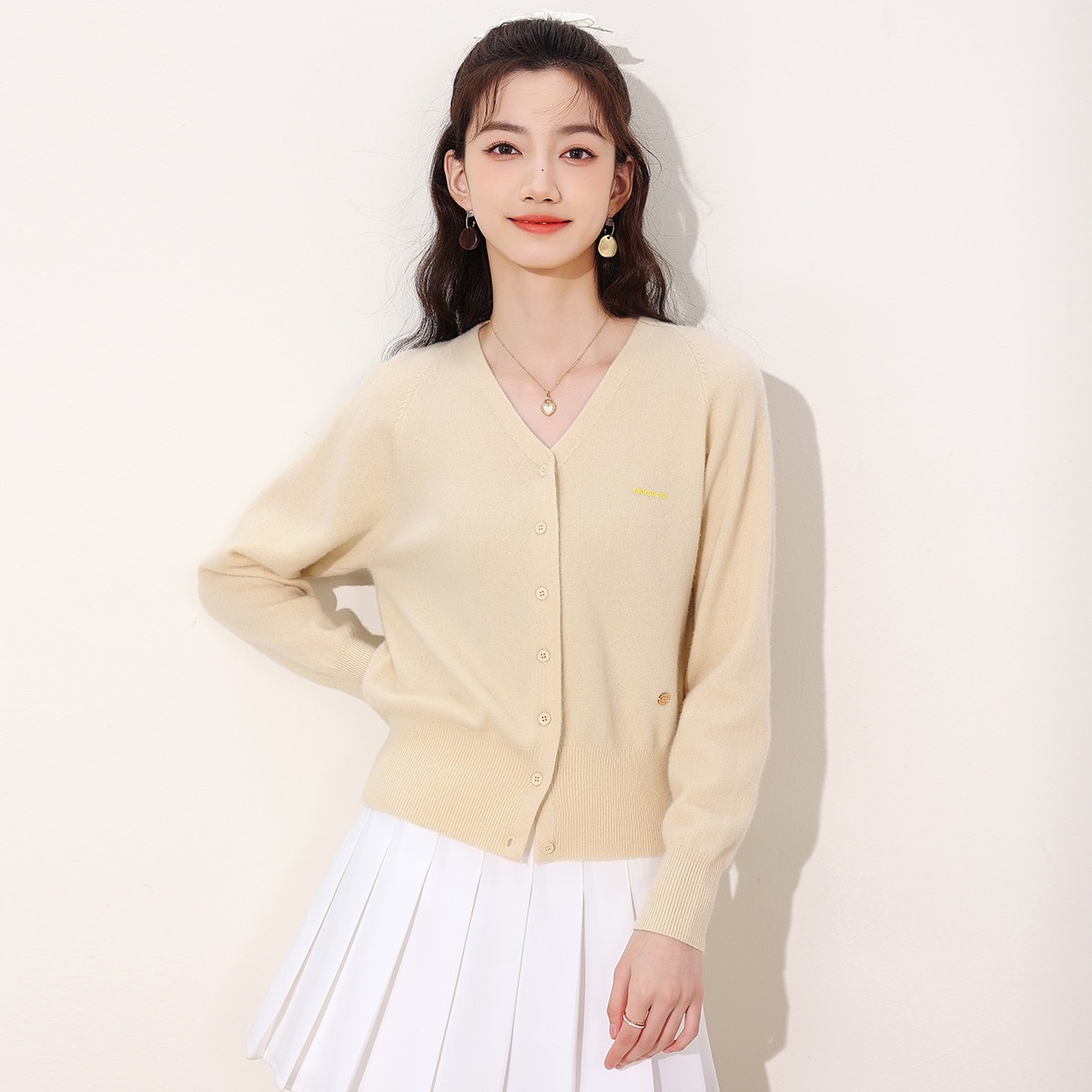 13841958.it CHOCOOLATE休闲百搭开衫女长袖针织外套纯羊毛衫