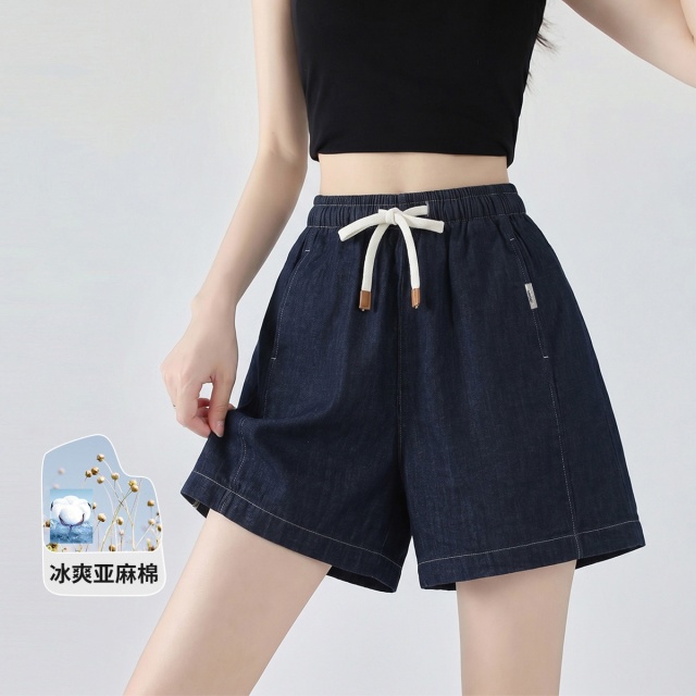 13842511.UDG【亚麻牛仔短裤】夏季牛仔短裤女舒适宽松柔软透气休闲裤女