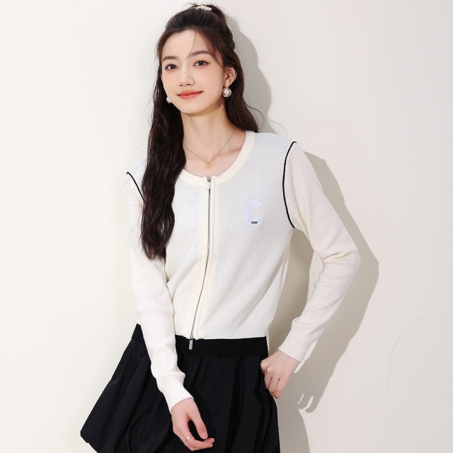13841955.it CHOCOOLATE含羊毛拼接假两件针织开衫女秋季毛衣外套女