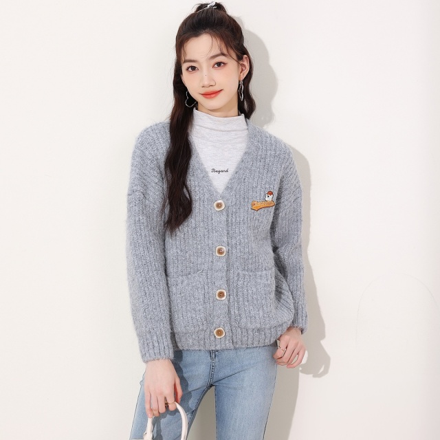 13841957.it CHOCOOLATE毛衣外套女秋季保暖v领长袖针织开衫女