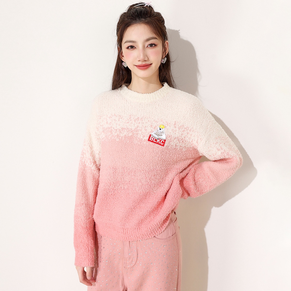 13841825.it CHOCOOLATE秋季女装毛衣甜美减龄渐变撞色针织衫