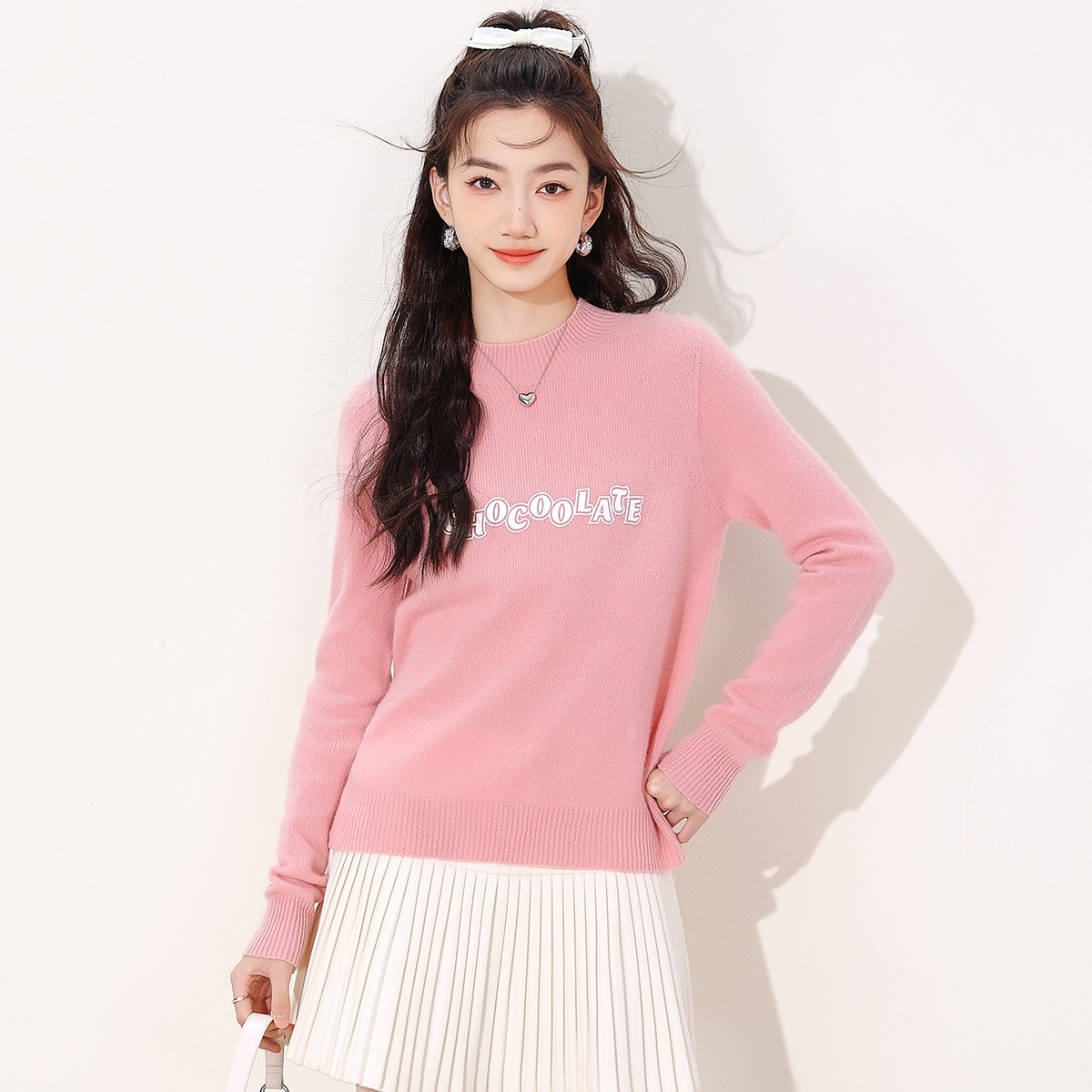 13841821.it CHOCOOLATE休闲时尚秋季圆领长袖针织衫女羊毛衫