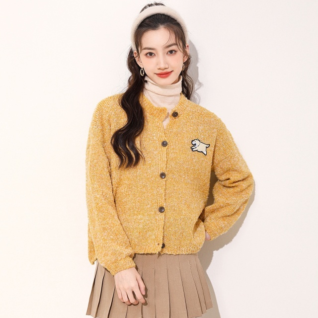 13841802.it ccaabb针织衫外套女秋季简约百搭圆领长袖针织开衫女