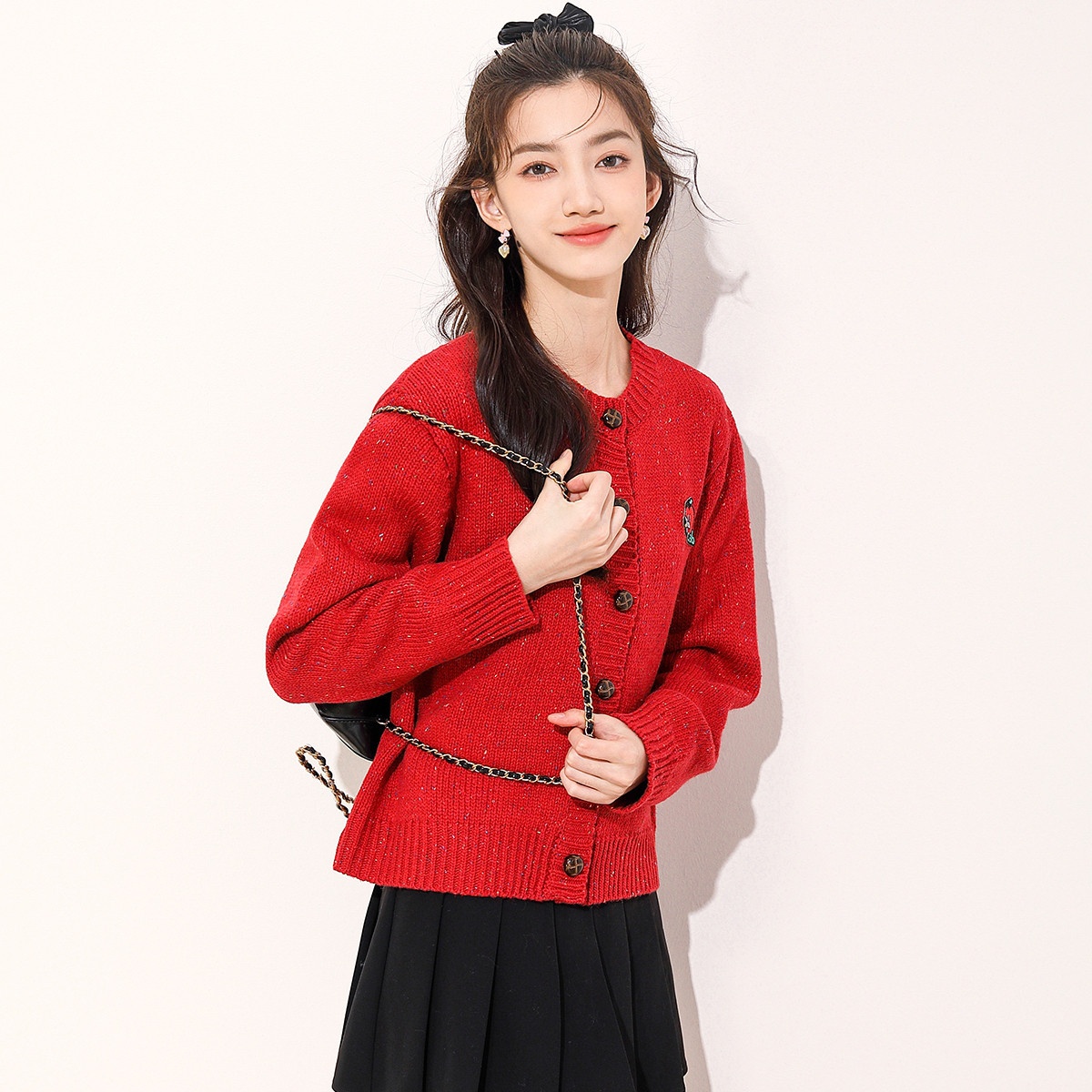 13841908.it ccaabb毛衣外套女秋季休闲百搭圆领长袖针织开衫女