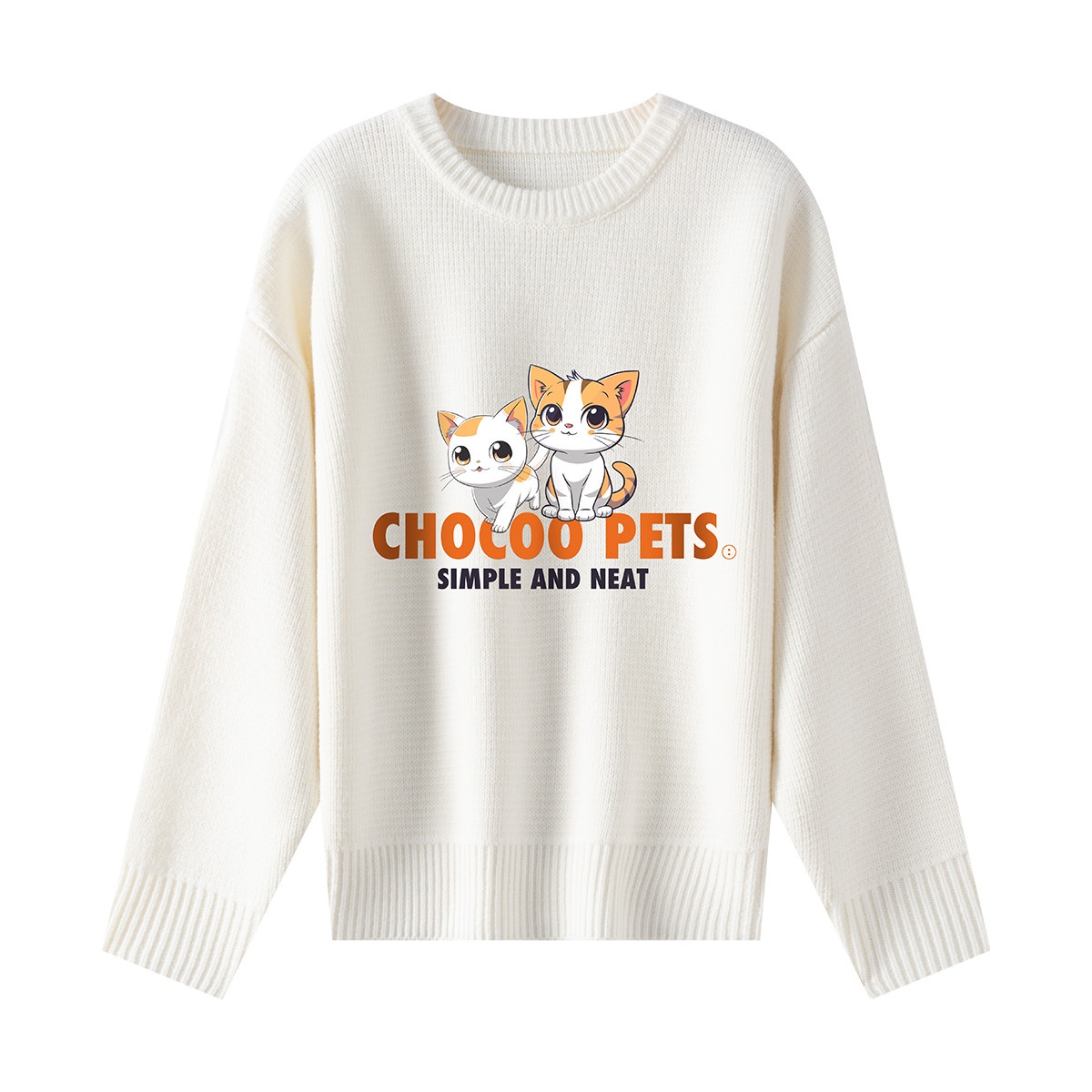 13841945.it CHOCOOLATE毛衣女秋款猫咪印花针圆领长袖织衫女