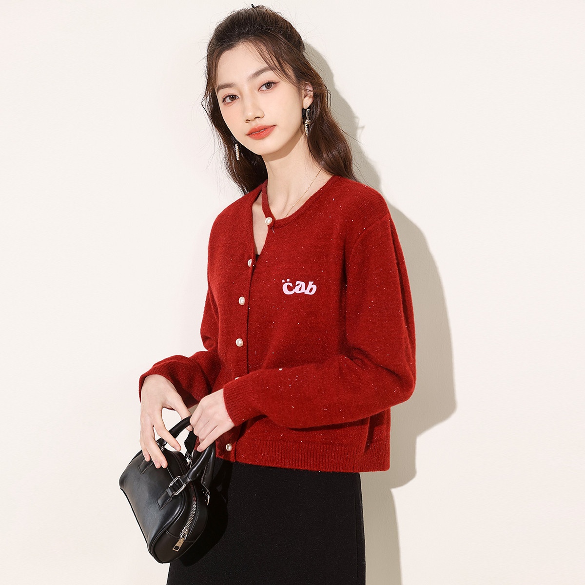 13841936.it ccaabb针织开衫女外套秋季时尚休闲圆领长袖女士毛衣