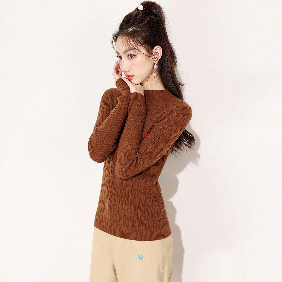 13841902.it CHOCOOLATE含羊毛针织衫女秋季基础百搭长袖打底毛衣女
