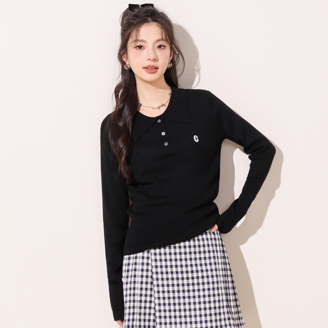 13841862.it ccaabb羊毛针织衫女秋季修身百搭长袖翻领女士打底衫衣毛