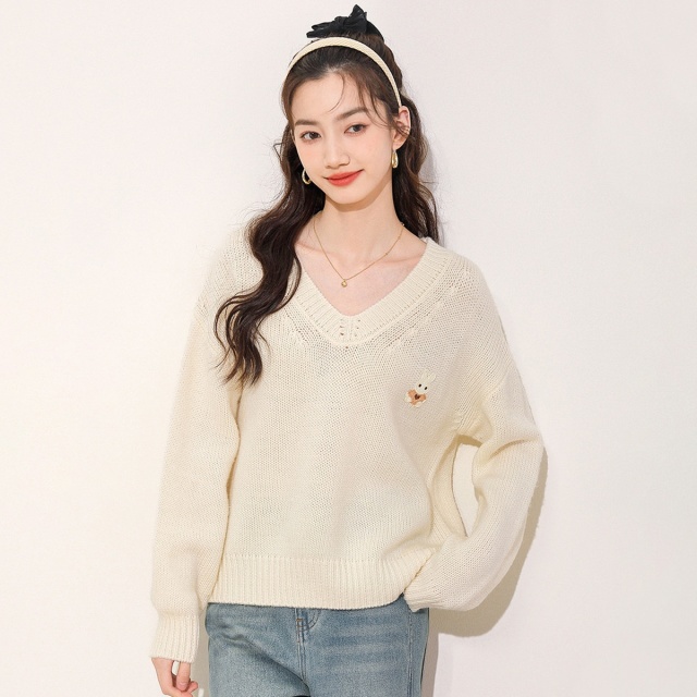 13841982.it ccaabb秋季针织毛衣女v领长袖百搭羊毛衫女
