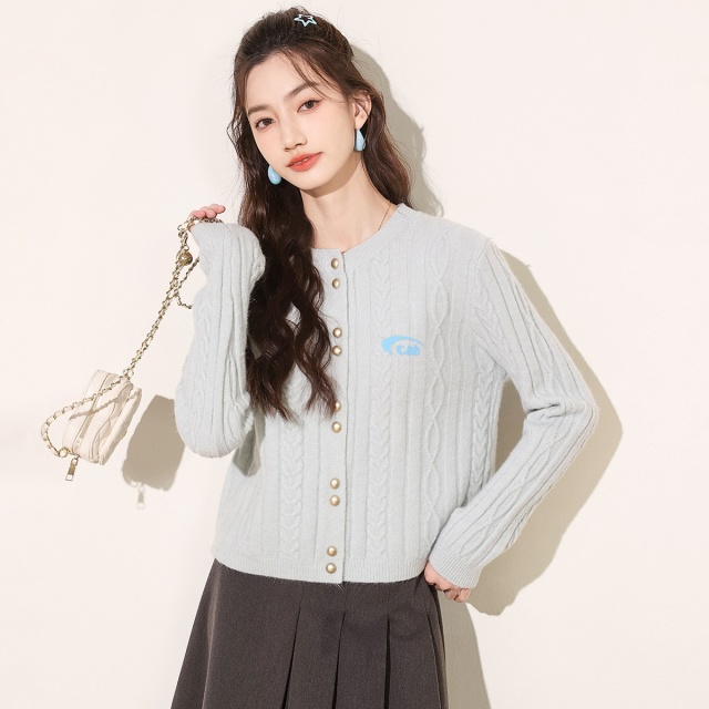 13841866.it ccaabb毛衣开衫女外套秋季时尚百搭圆领长袖针织衫女