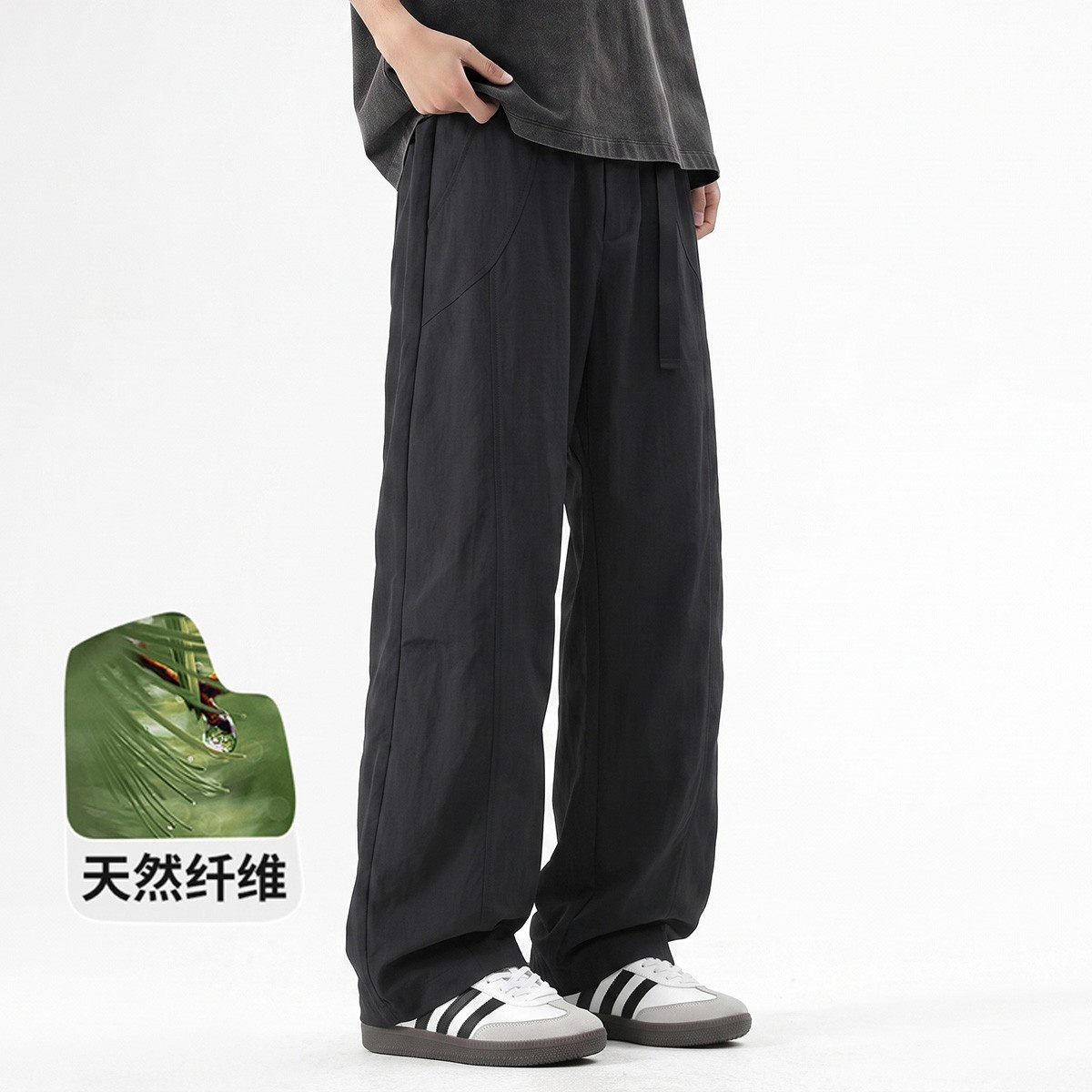 13842507.UDG【立体压线弯刀裤】夏季轻薄宽松男士休闲裤潮流透气长裤男