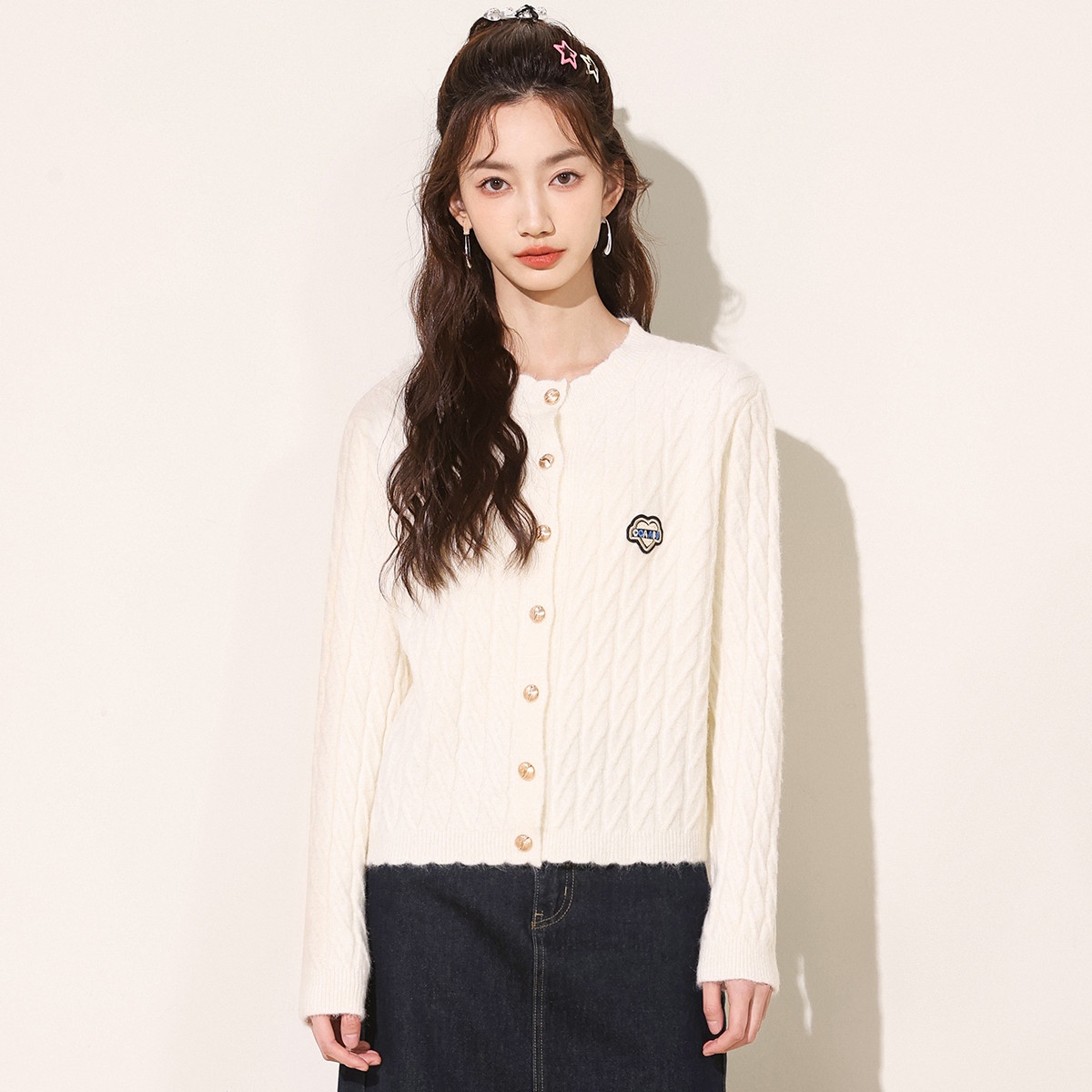 13841932.it ccaabb针织外套女秋季圆领长袖百搭女士毛衣针织开衫