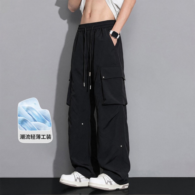 13842516.UDG夏季轻薄宽松男士工装裤潮流百搭舒适不易皱长裤休闲裤男