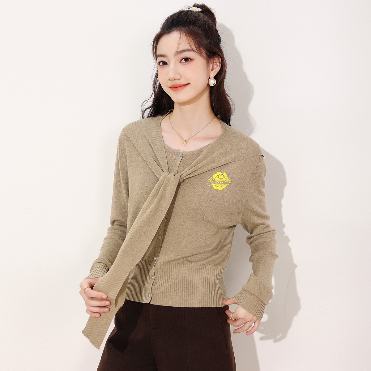 13841817.it CHOCOOLATE含羊毛外搭开衫秋高级感针织衫外套女