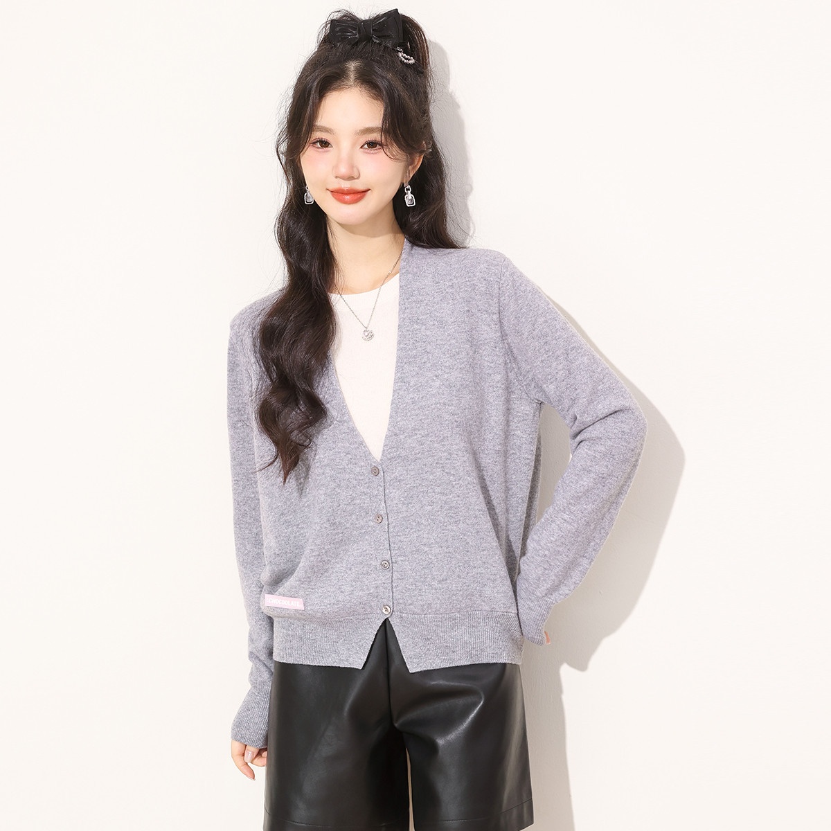 13841822.it CHOCOOLATE假两件女士秋季针织衫100%羊毛衫