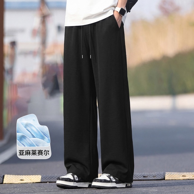 13842509.UDG【亚麻+莱赛尔】夏季轻薄冰丝弹力男士休闲裤冰爽长裤男