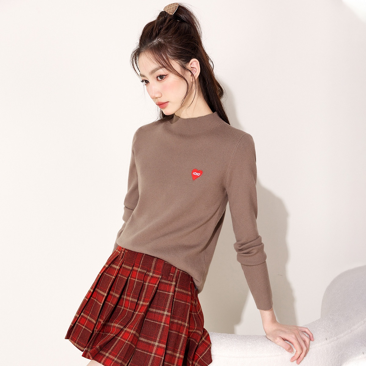13841807.it CHOCOOLATE半高领针织衫女秋季基础百搭含羊毛打底衫女