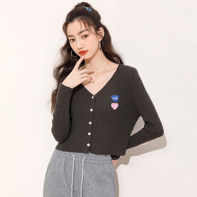13841861.it ccaabb小个子短款针织开衫外套女秋季v领长袖开衫毛衣女