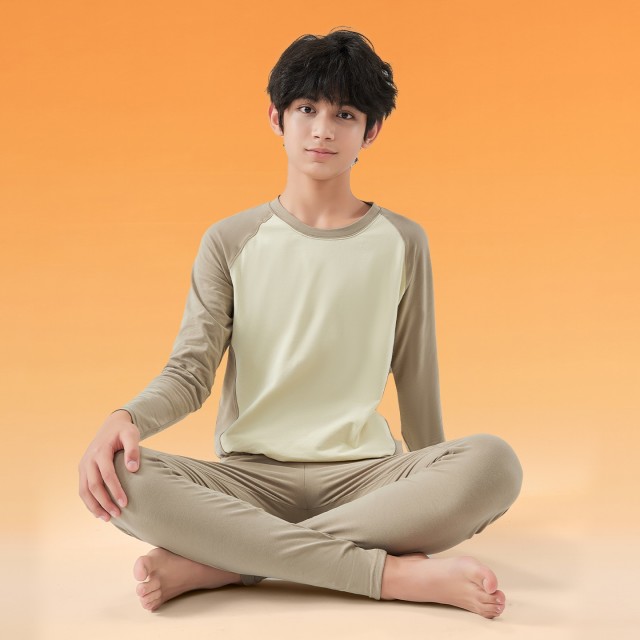 13847800.猫人儿童纯棉秋衣秋裤男童保暖内衣套装大童青少年秋冬睡衣棉毛衫