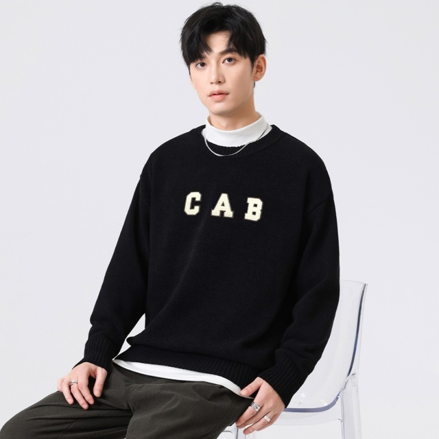 13848623.ccaabb秋冬男士套头毛衣纯色百搭潮流上衣男
