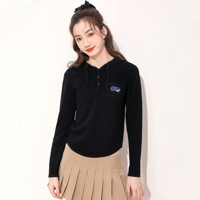 13848628.ccaabb连帽时尚潮流针织衫亲肤舒适春秋针织帽衫女