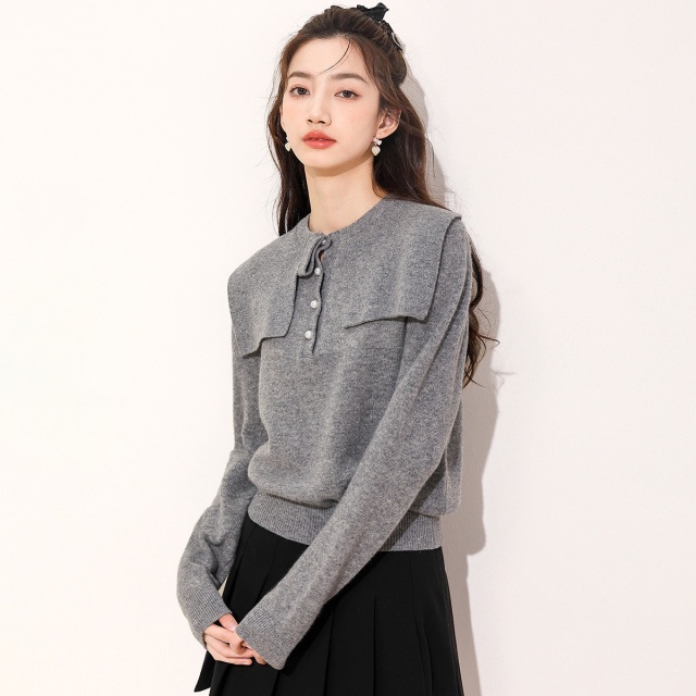 13848954.it ccaabb时尚休闲女秋季优雅时尚长袖针织衫纯羊毛衫