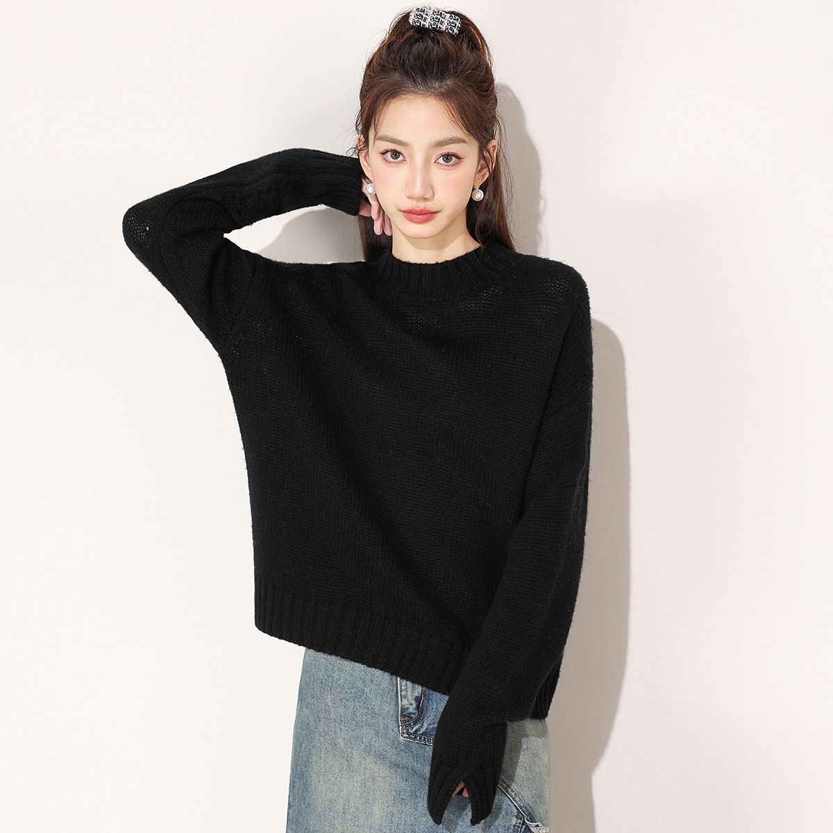 13848571.it CHOCOOLATE高级感时尚圆领百搭针织衫休闲毛衣女