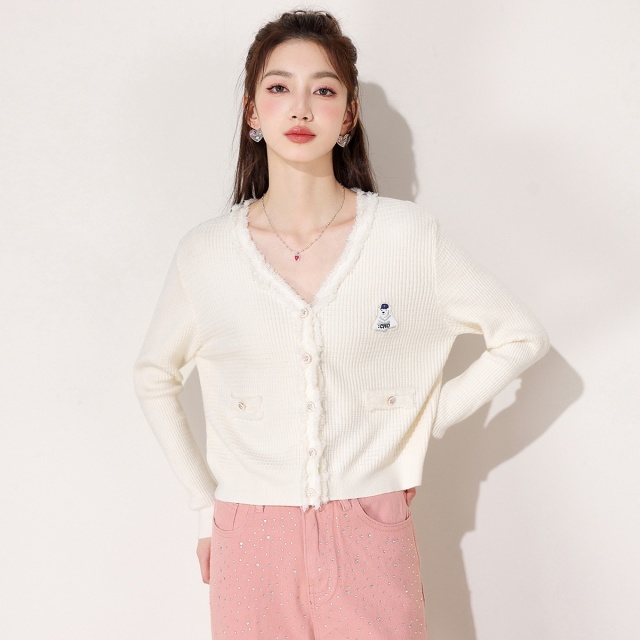 13848625.CHOCOOLATE针织外套女小个子短款长袖小香风针织开衫女