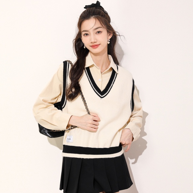 13848989.it ccaabb针织背心女宽松百搭v领无袖毛衣针织衫马夹女