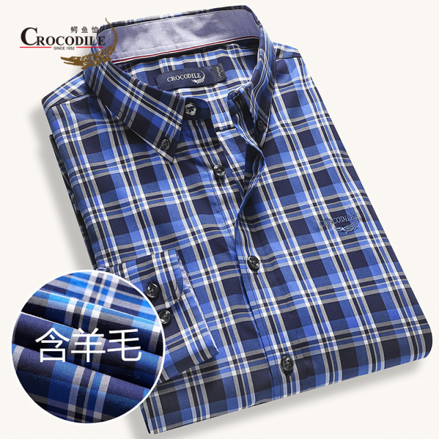 7136939.鳄鱼恤【棉+羊毛】秋冬高品质羊毛面料基础百搭男士长袖衬衫男
