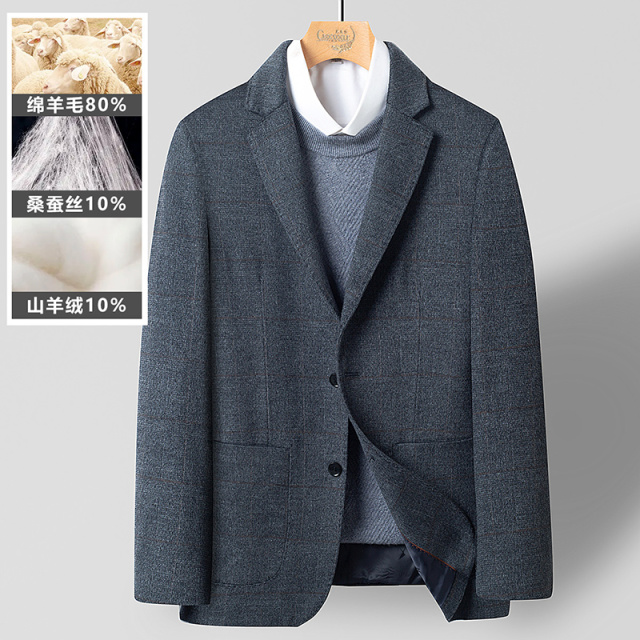 7139338.鳄鱼恤鳄鱼恤【羊绒+羊毛】秋冬新品商务暗格纹柔软舒适男式毛呢西服男