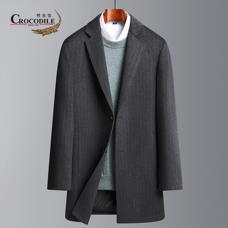 7153737.鳄鱼恤鳄鱼恤【羊毛+羊绒】秋冬新品商务休闲舒适西服领男士毛呢大衣男