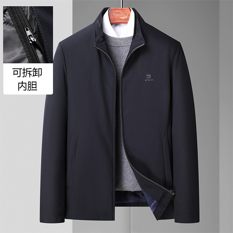 7193098.鳄鱼恤专柜款秋冬新品商务立领可脱卸薄棉内胆男式棉服外套男