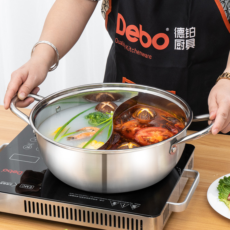 7236553.Debo德铂帕洛克鸳鸯火锅304不锈钢30cm火锅涮锅锅具燃气电磁炉通用