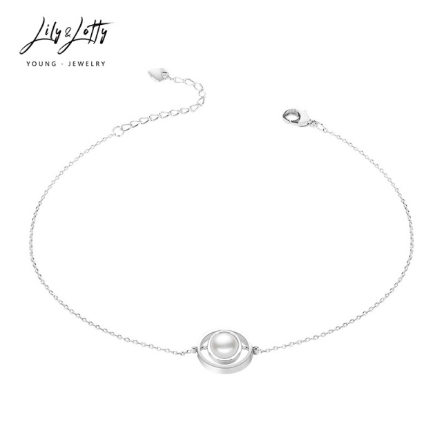 7308394.创意个性双圆环内嵌珍珠脚链女简约气质脚链