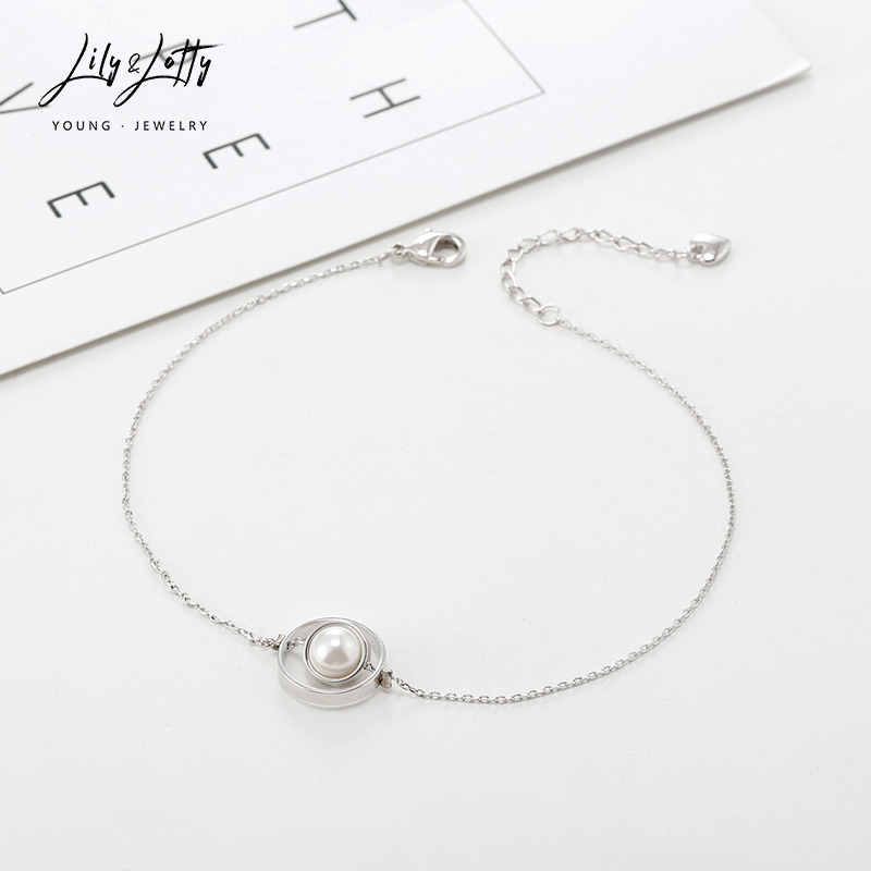 7308394.创意个性双圆环内嵌珍珠脚链女简约气质脚链