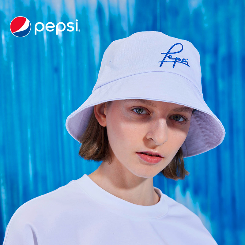 6310138.Pepsi百事 时尚休闲防晒沙滩遮阳出游签名渔夫帽