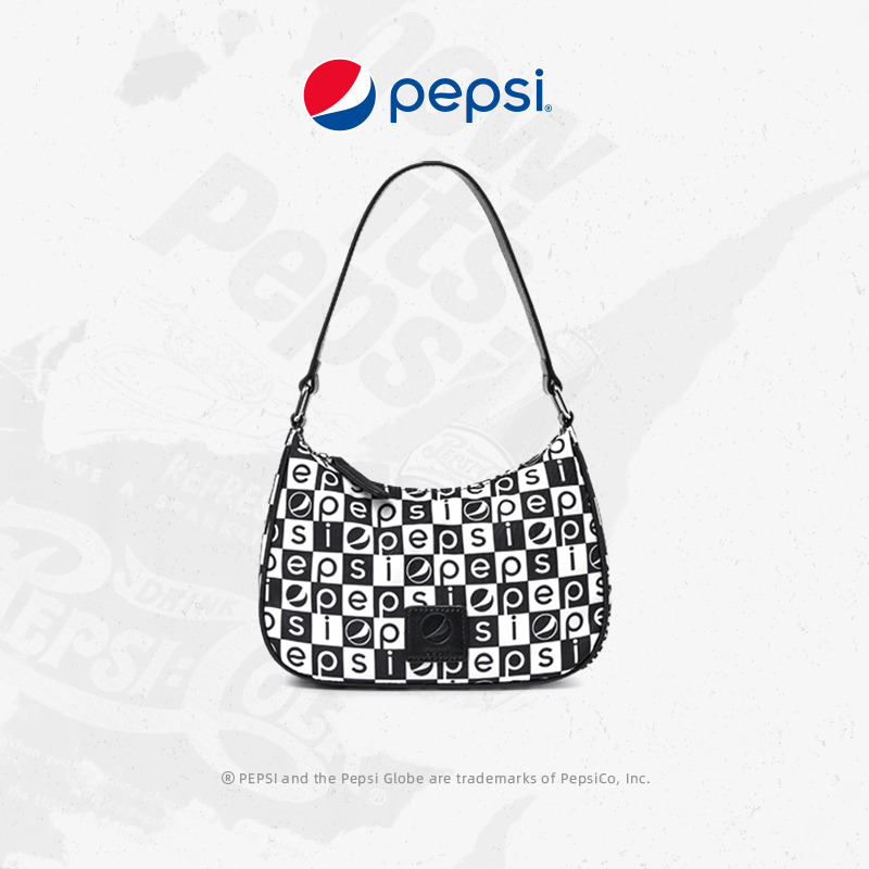 6947922.Pepsi百事 时尚休闲潮流印花格子个性腋下包单肩斜挎手提百搭