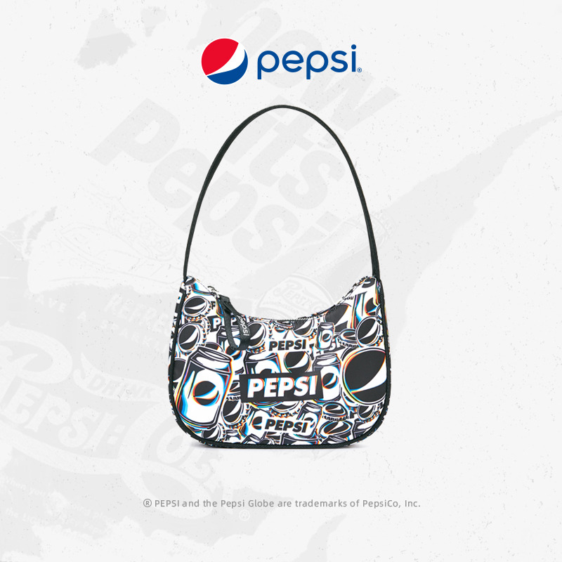 6917631.Pepsi百事 新款时尚休闲简约印花动感单肩斜挎手提包大满罐腋下包
