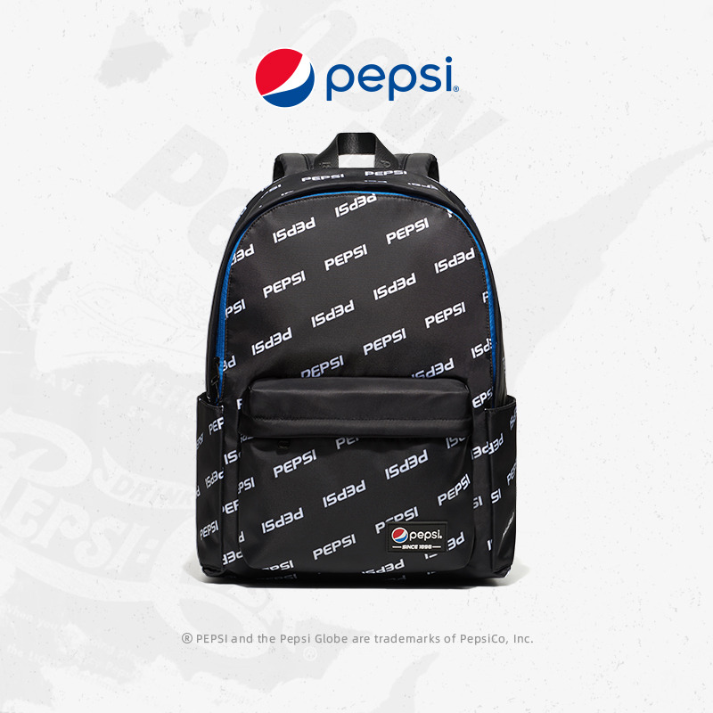 7143470.Pepsi百事 时尚休闲背包旅行包尼龙百事经典满印双肩包学院风