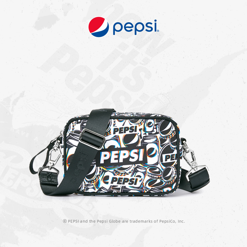 6917637.Pepsi百事 时尚休闲简约印花动感单肩斜挎包大满罐小方包